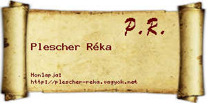 Plescher Réka névjegykártya